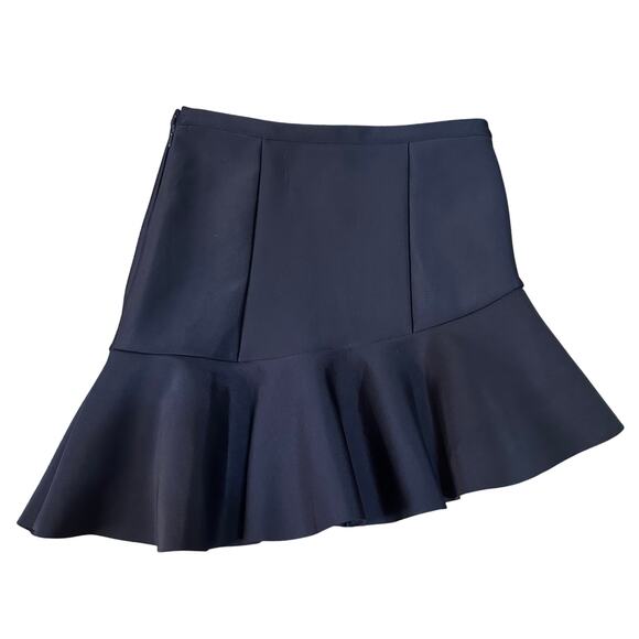 MAJE Women's Gourmand Neoprene Ruffled Mini Skirt Size 38/ US M In Navy - Picture 2 of 9